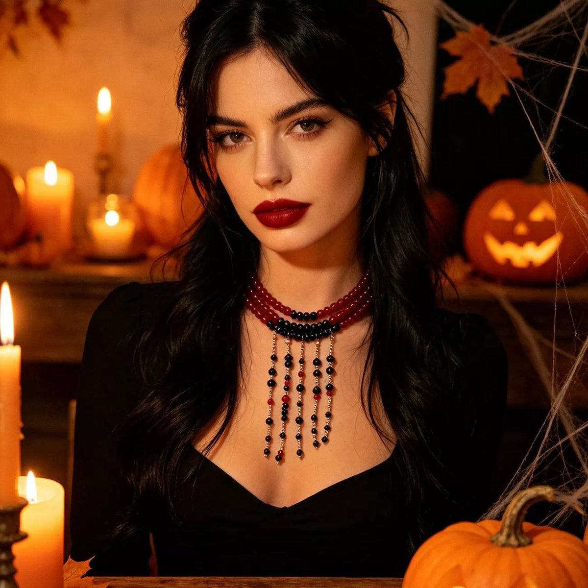 Gothic Multi-Layered Beaded Necklace - Lilixa.store