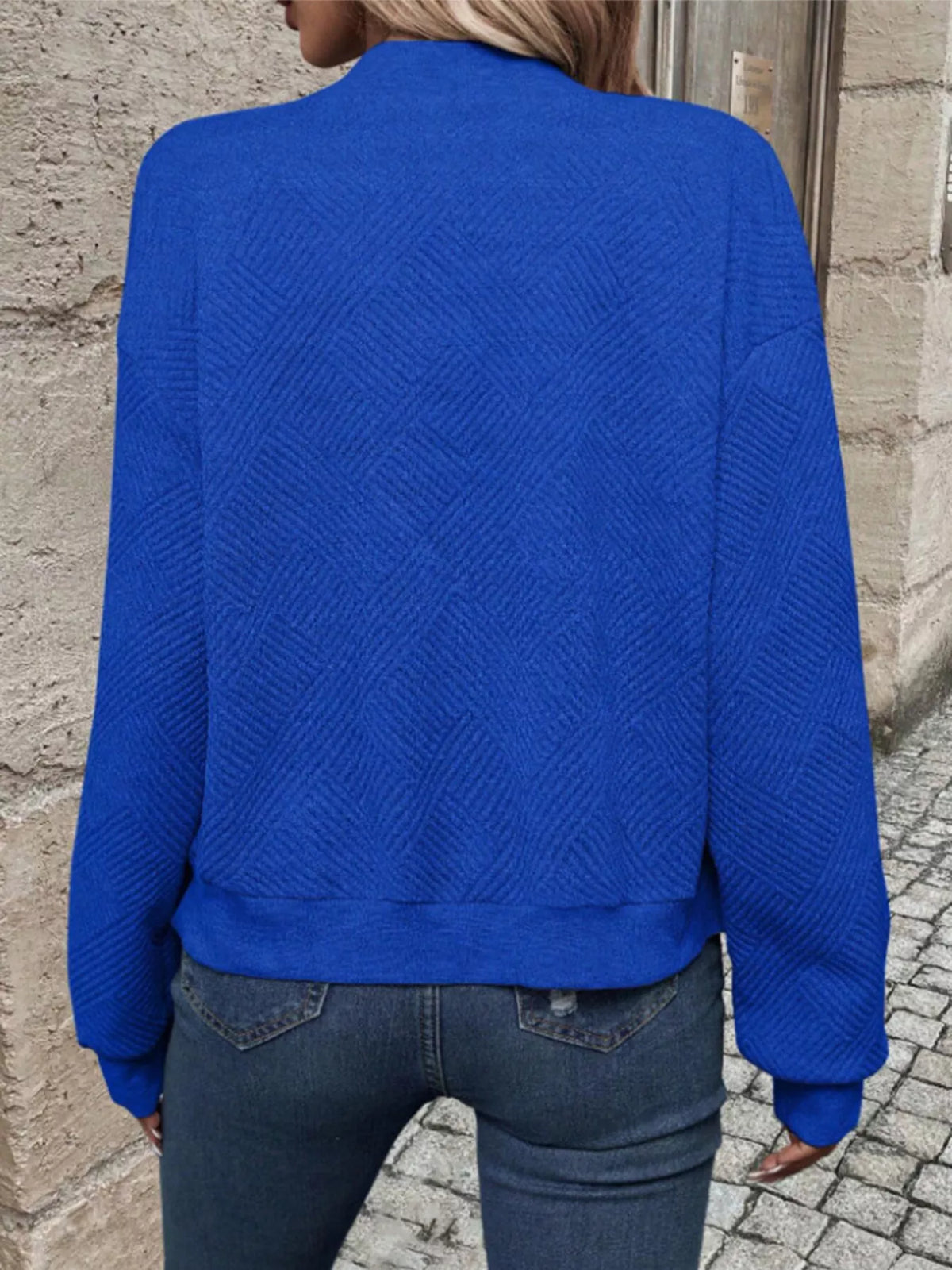 Textured Knit Zip-Up Bomber Jacket, view 13
