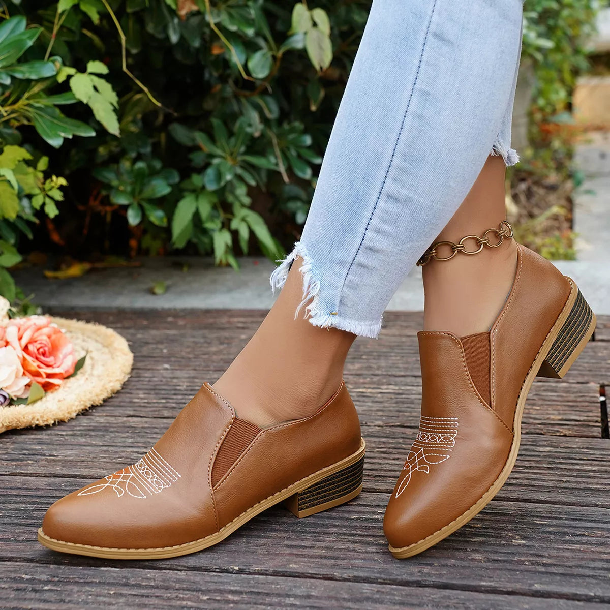 Point Toe Block Heels Loafers - Lilixa.store