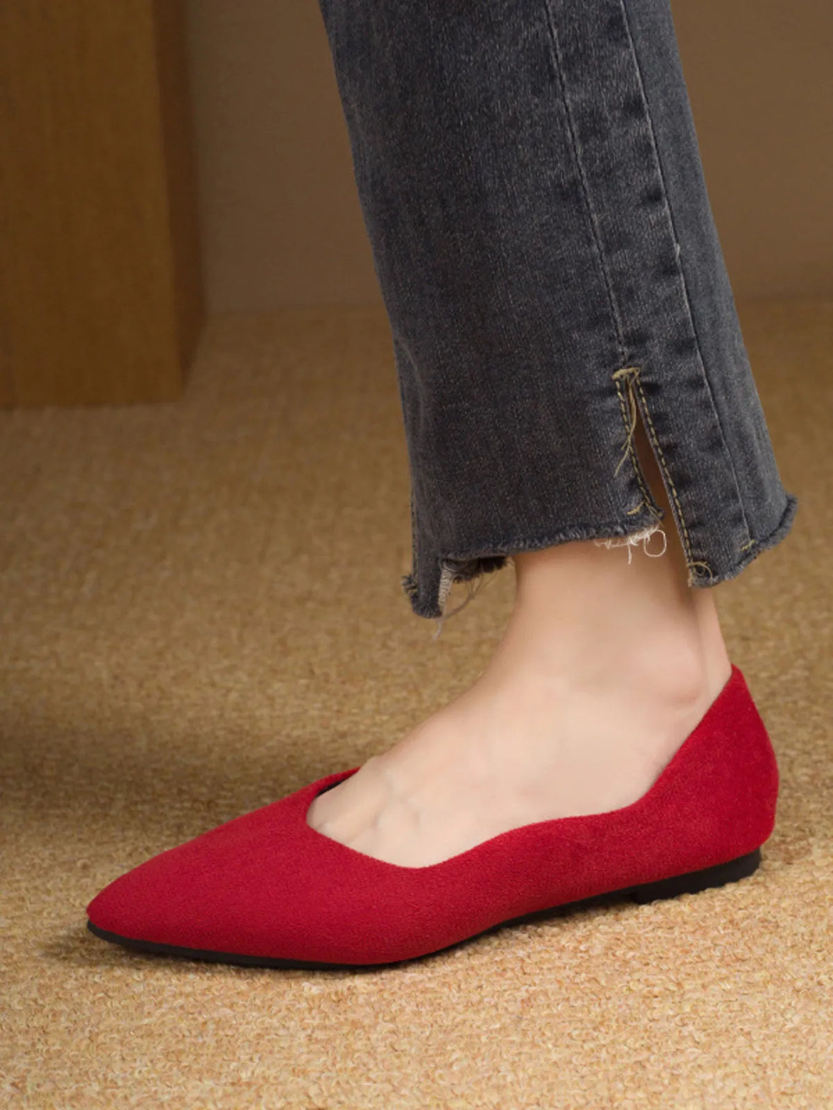 Solid Color Point Toe Slip-Ons, view 9