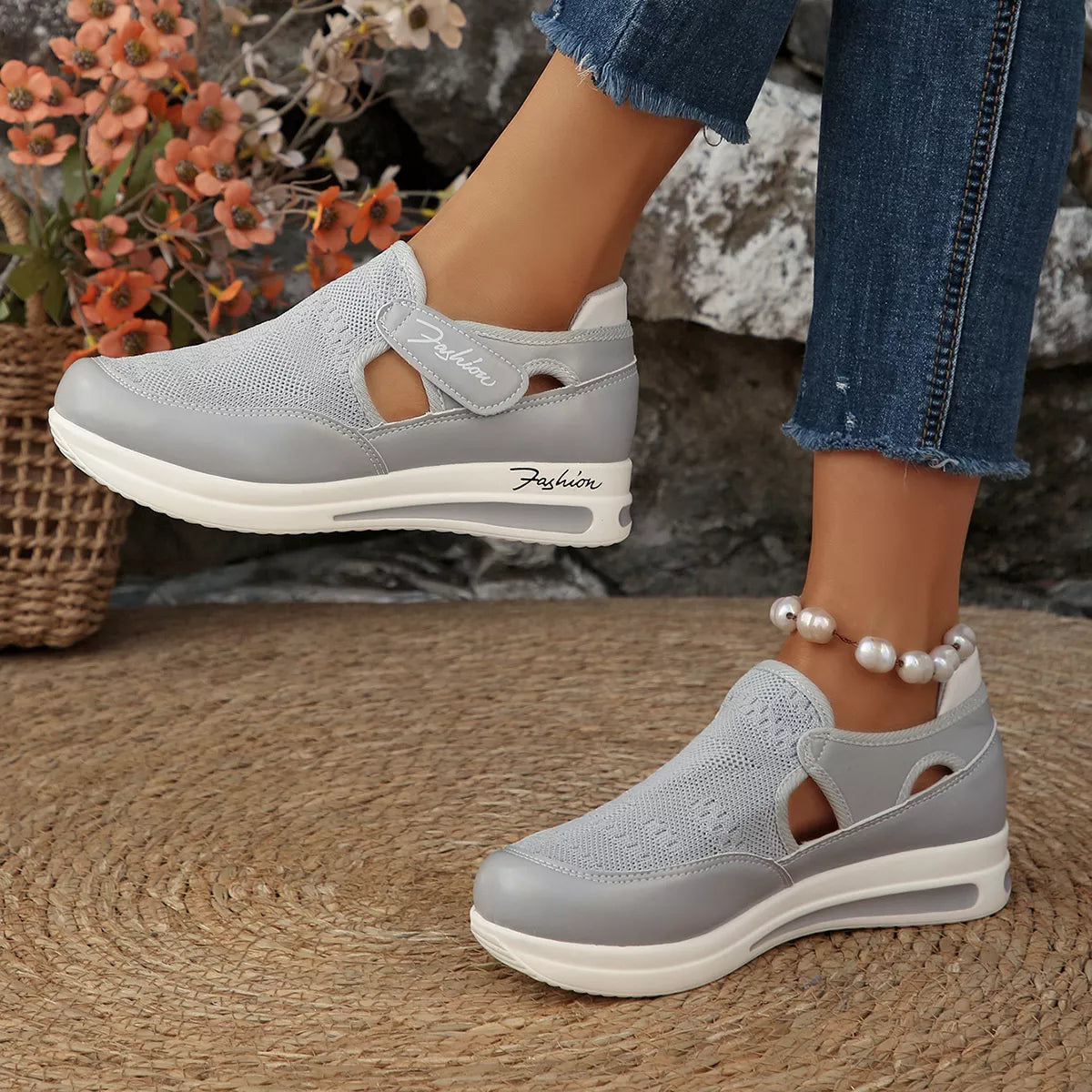 Breathable Mesh Wedge Sneakers - Lilixa.store