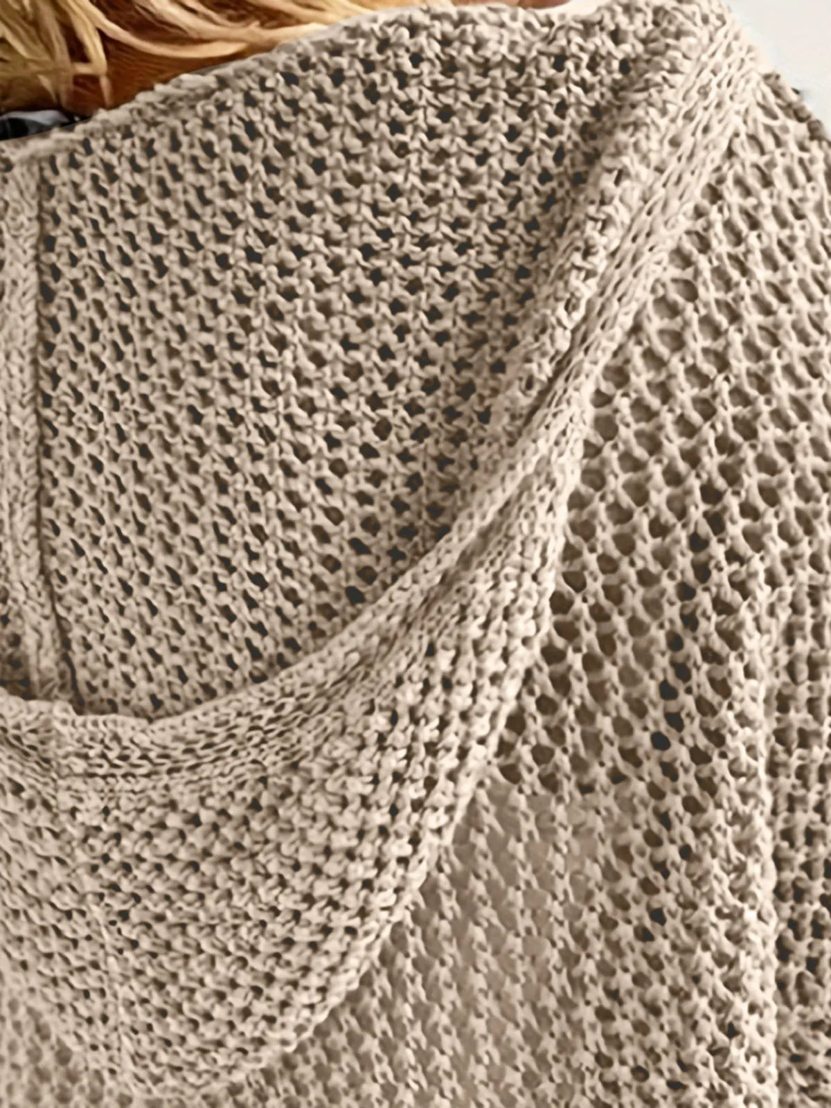 Openwork Long Sleeve Hooded Knit Cover Up - Lilixa.store