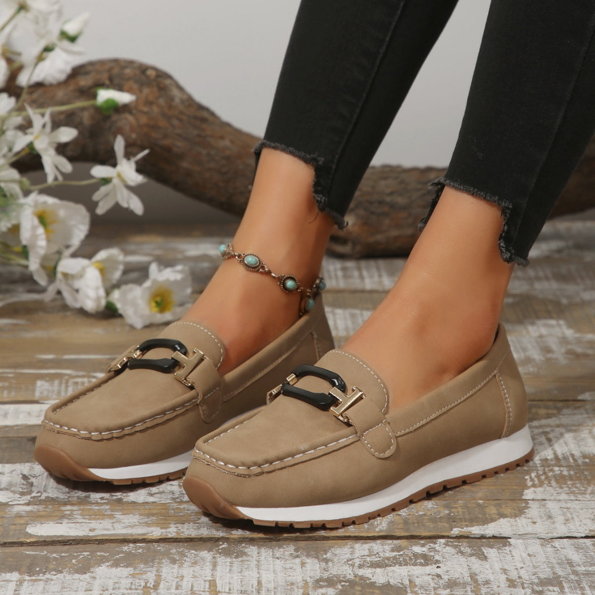 Buckle Decor Casual Slip-Ons, view 5
