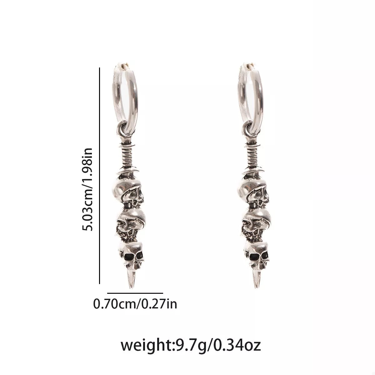 Halloween Skull Chain Drop Earrings - Lilixa.store