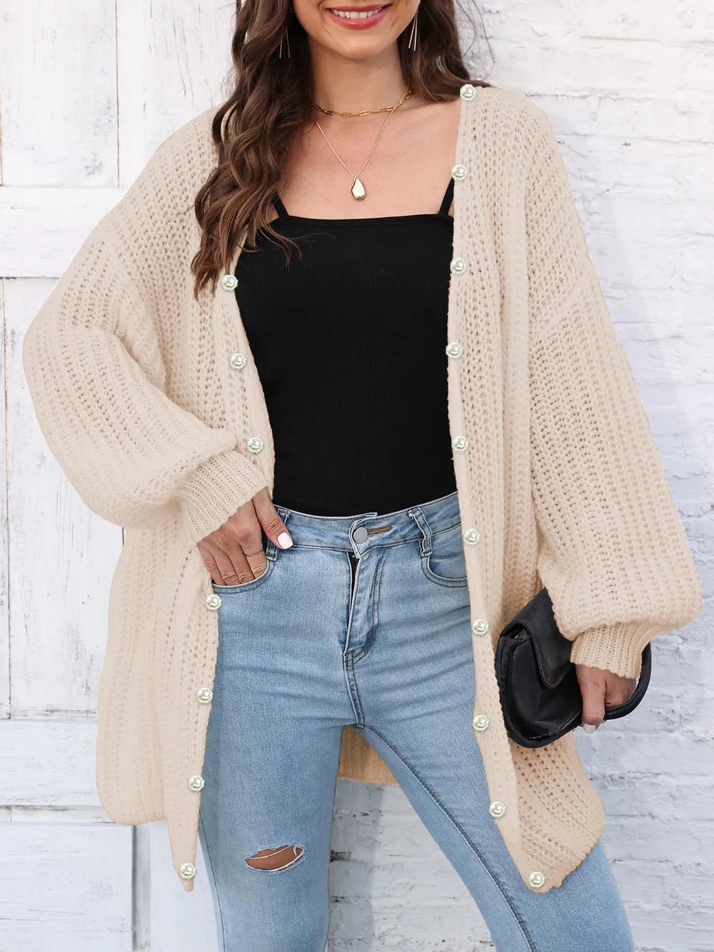 Open Front Long Sleeve Cardigan - Lilixa.store