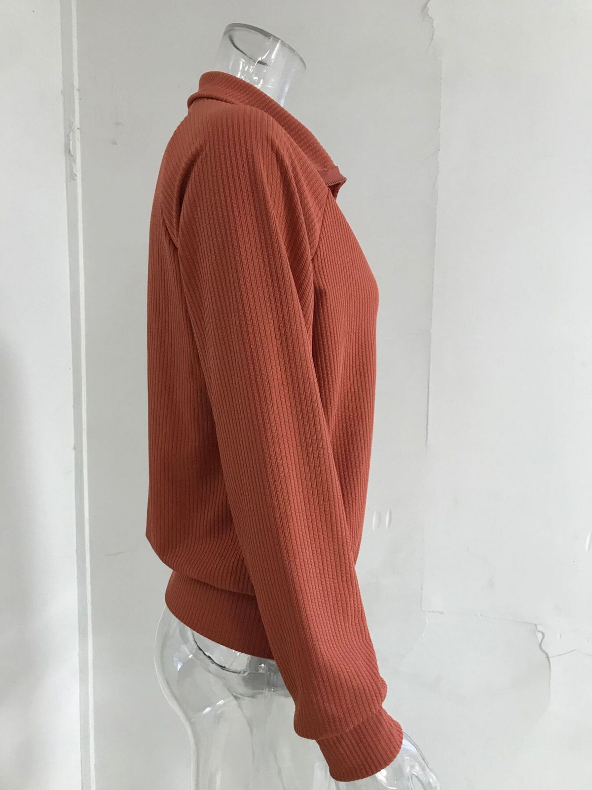 Full Size Ribbed Knit Zip-Up Outerwear Plus Size, view 2