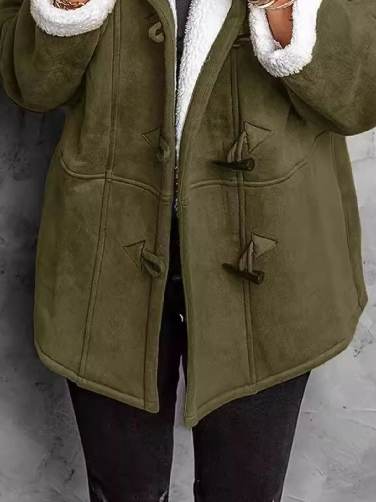 Full Size Cozy Sherpa Lined Toggle Coat with Hood Plus Size, view 10