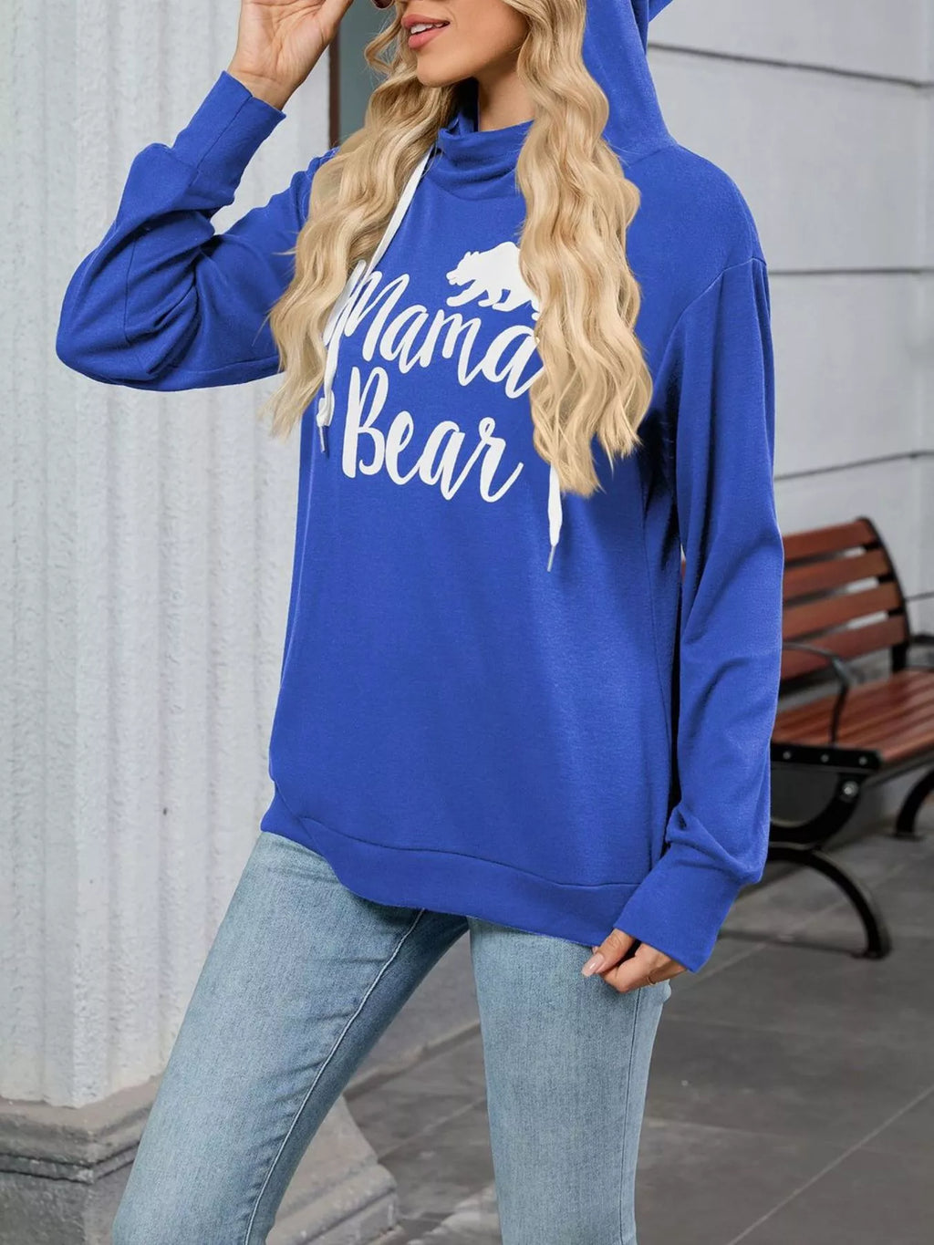 Contrast Letter Graphic Drawstring Long Sleeve Hoodie - Lilixa.store