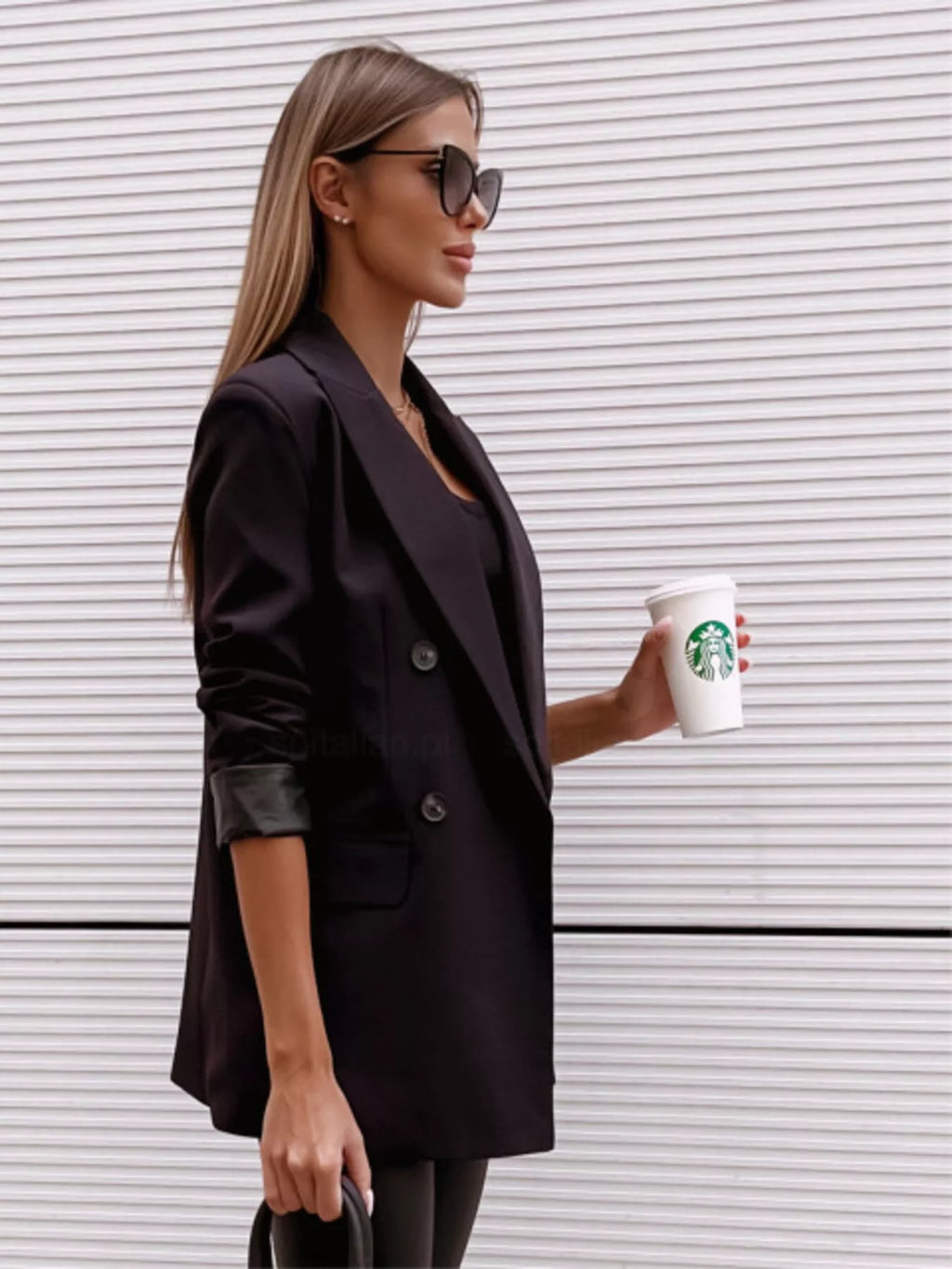 Lapel Collar Long Sleeve Blazer - Lilixa.store