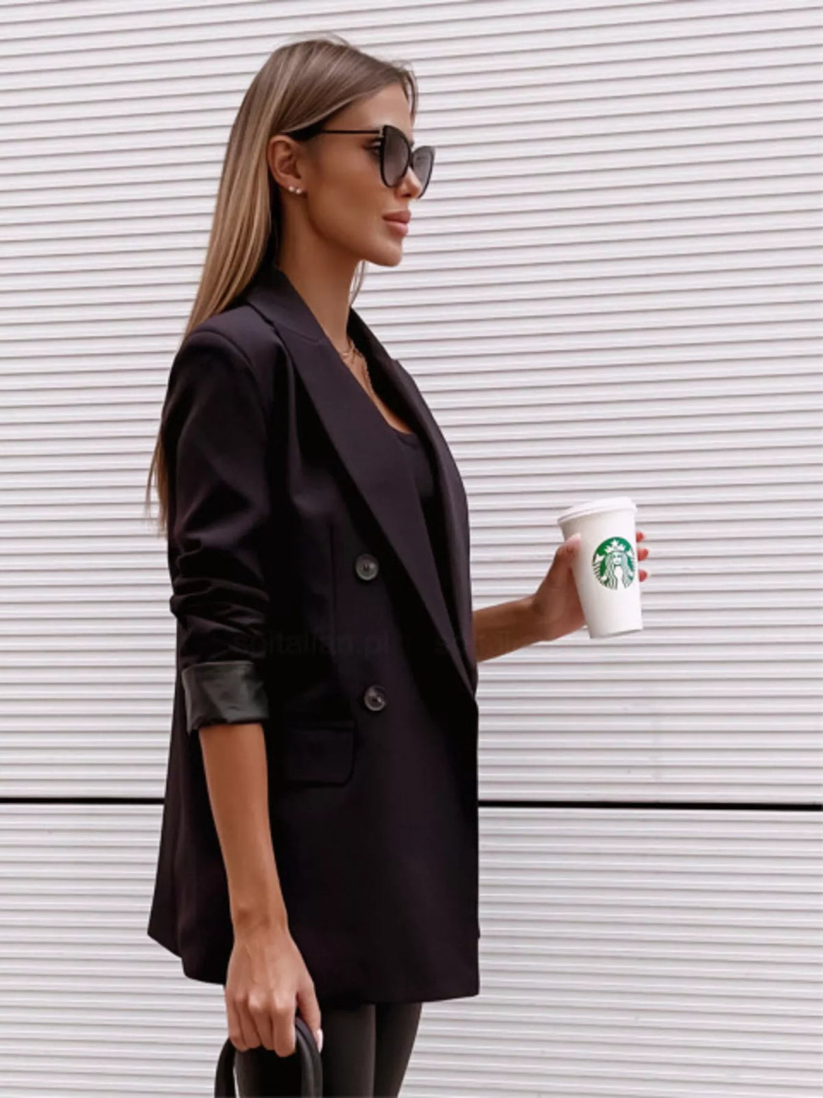 Lapel Collar Long Sleeve Blazer - Lilixa.store