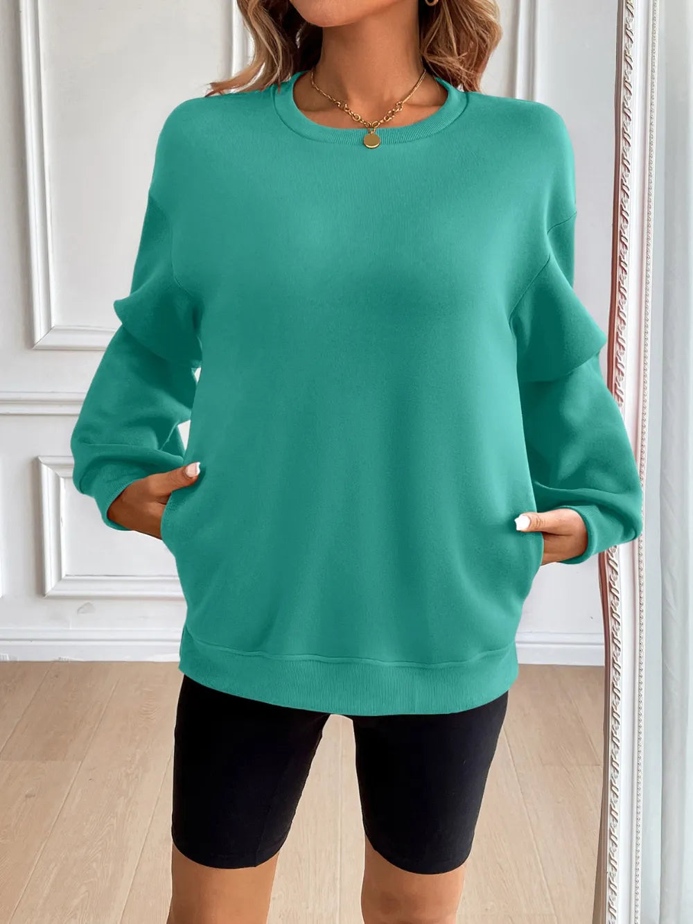 Ivy Lane Round Neck Long Sleeve Sweatshirt - Lilixa.store
