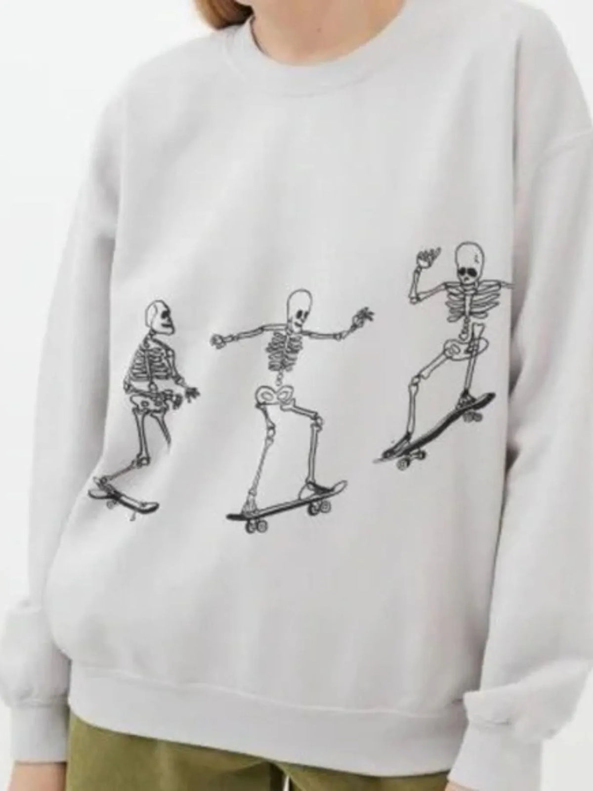 Skeleton Graphic Oversized Sweatshirt - Lilixa.store