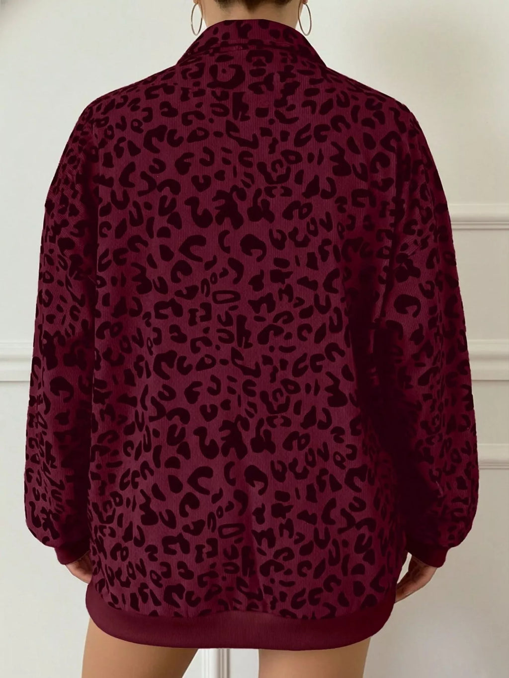 Leopard Print Quarter-Zip Sweatshirt - Lilixa.store