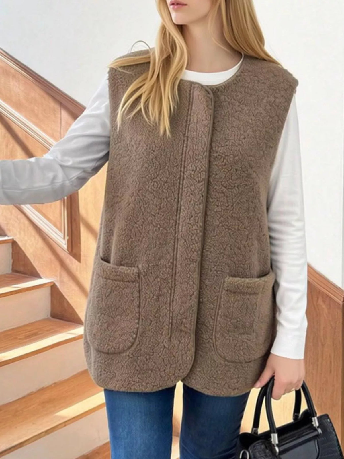 Sherpa Sleeveless Vest Coat - Lilixa.store