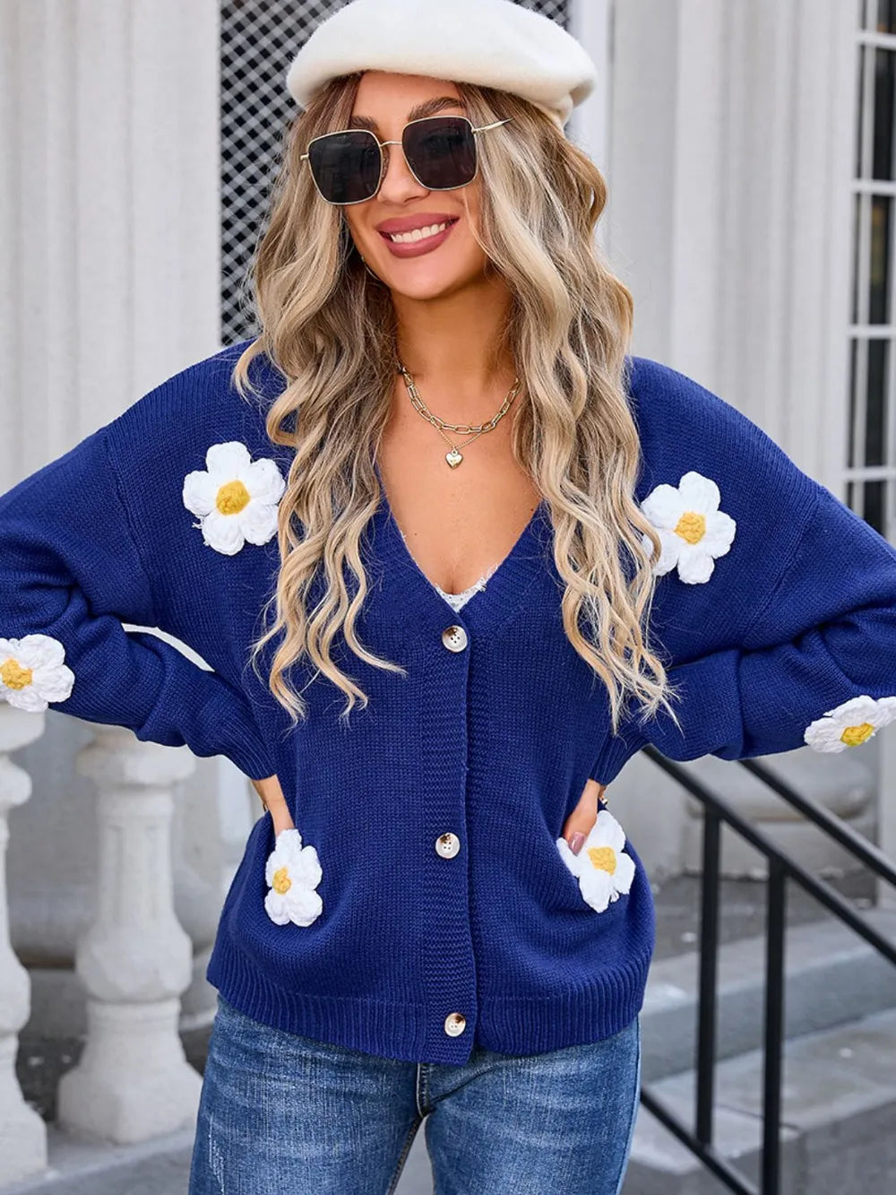 Angel Wings Crochet Flower Button Up Cardigan - Lilixa.store