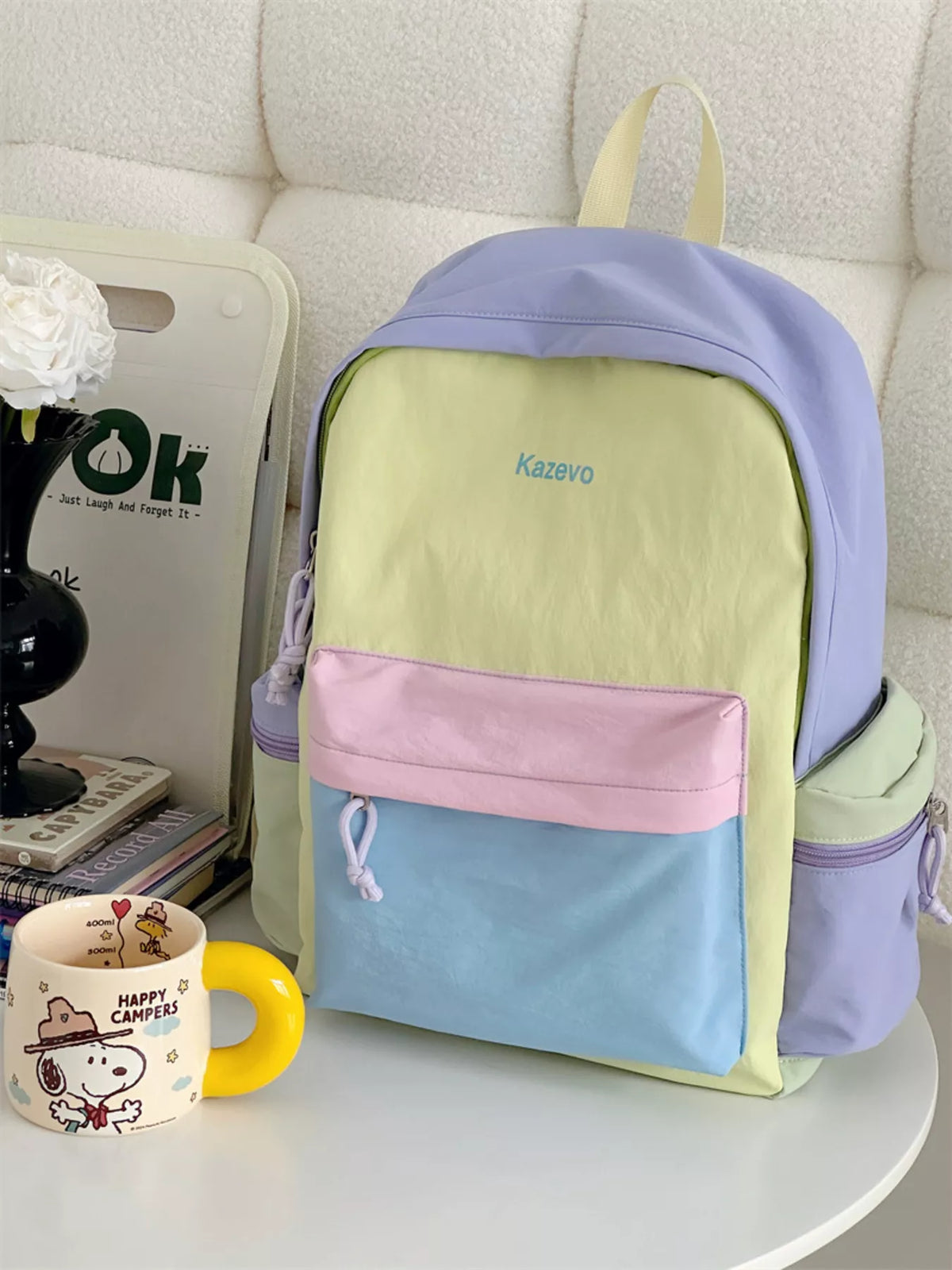 Color Block Lightweight Backpack Bag - Lilixa.store