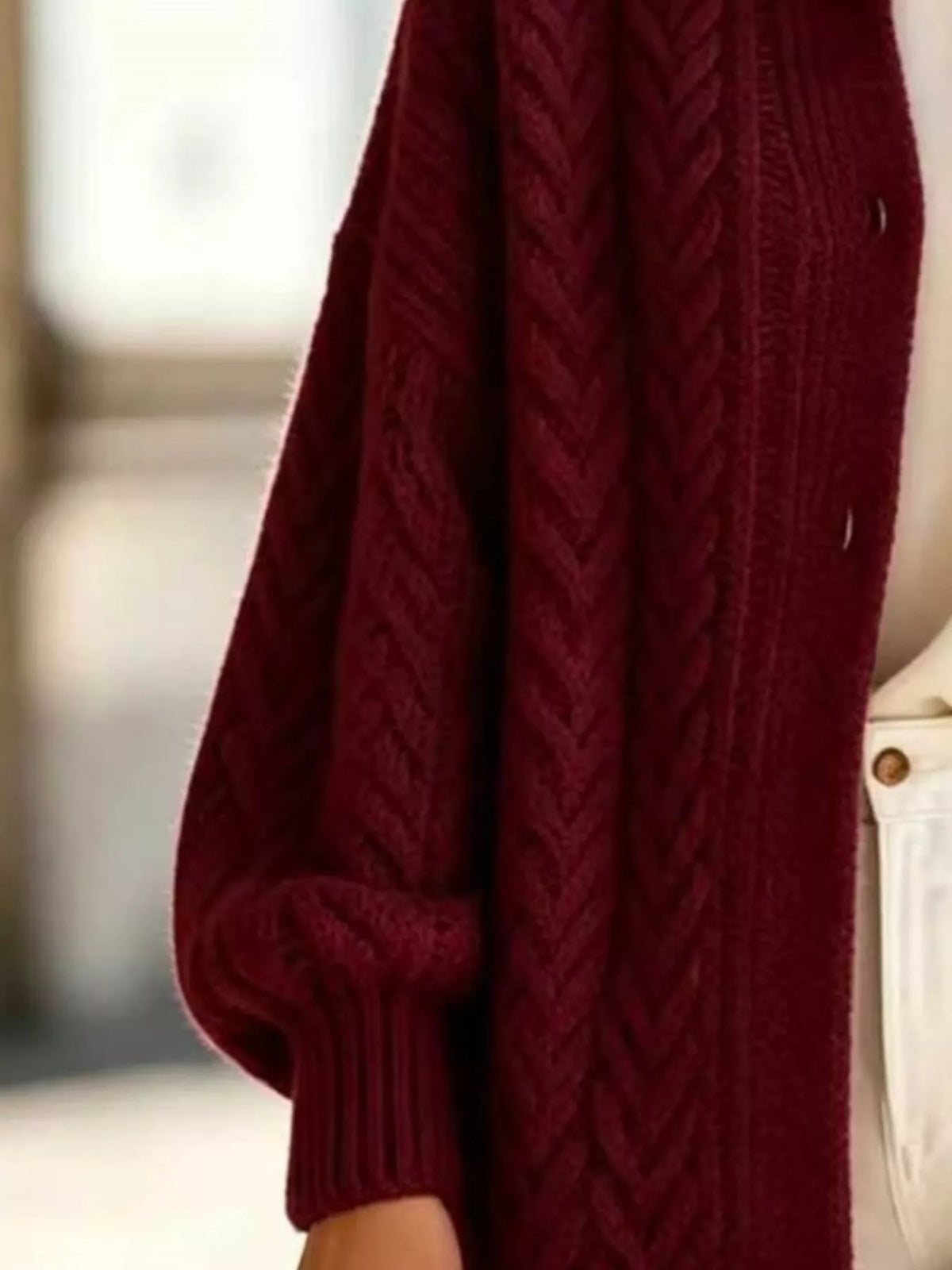 Full Size Cable-Knit Button-Down Cardigan Plus Size, view 3