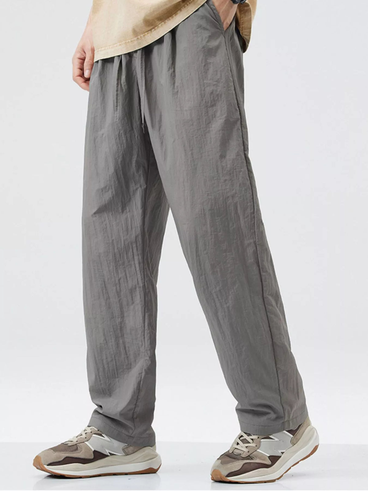 Men's Full Size Lightweight Wide Leg Casual Pants Plus Size in Dark Gray