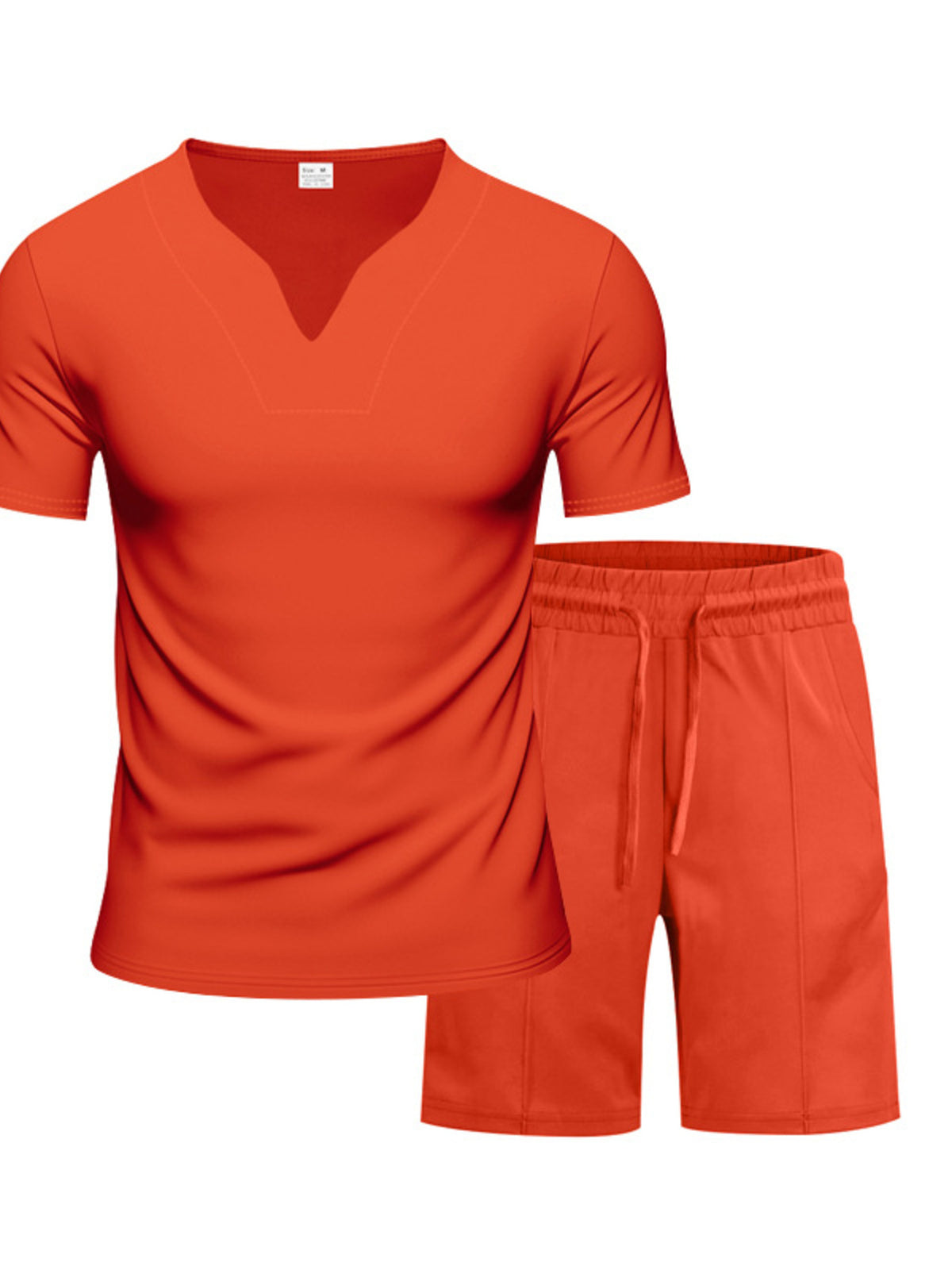 Men's Full Size V-Neck Short Sleeve T-Shirt and Shorts Set Plus Size - Lilixa.store