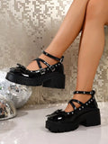 Bow Round Toe Block Heels Pumps - Lilixa.store