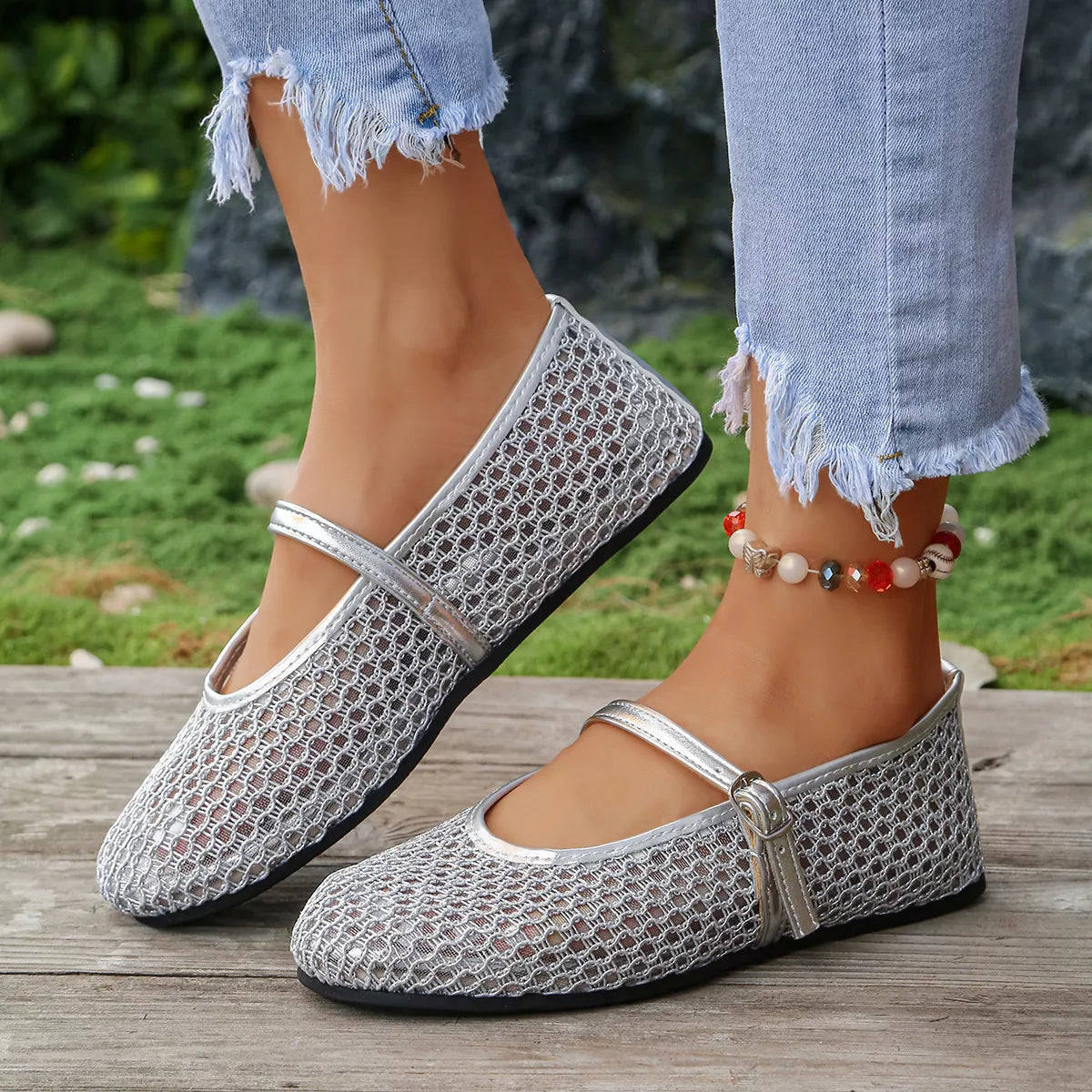 Breathable Mesh Slip-Ons in Gray