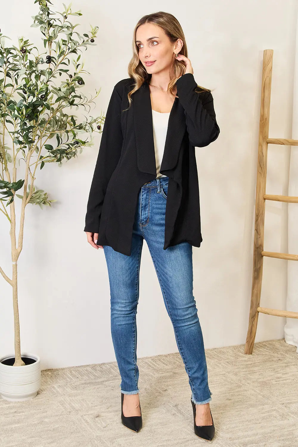 Heimish Full Size Open Front Long Sleeve Blazer - Lilixa.store