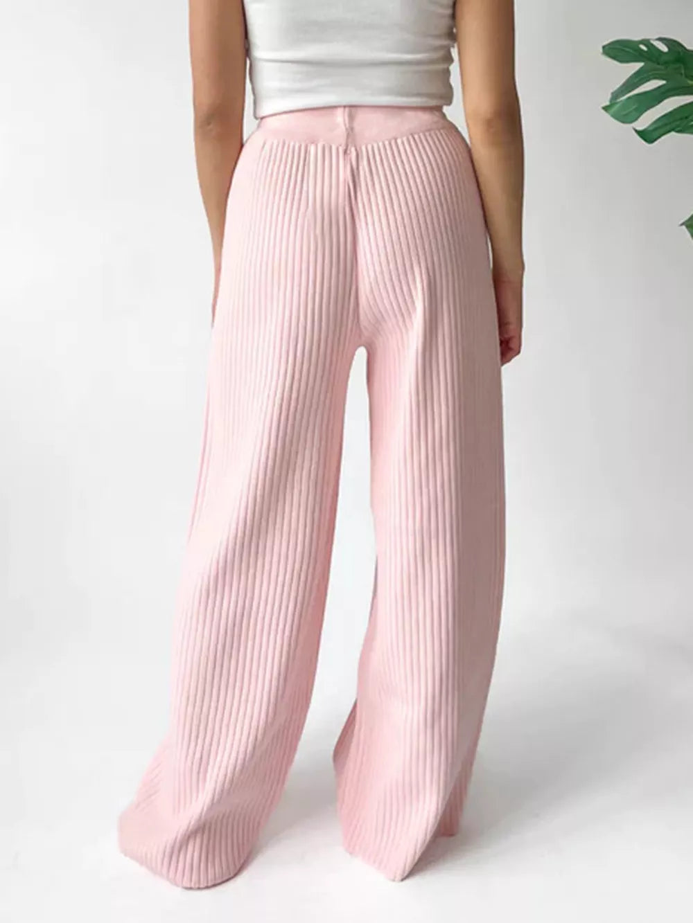 Ribbed Wide Leg Sweater Pants, view 8