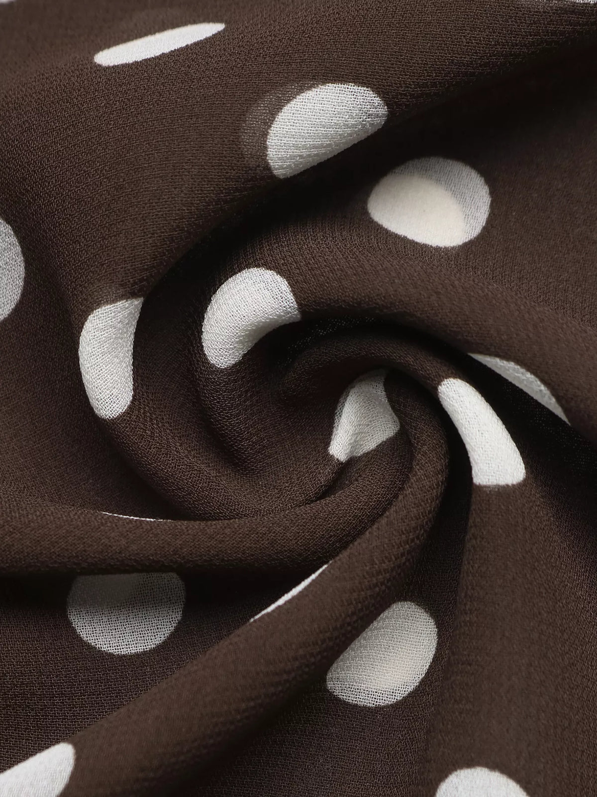 Polka Dot Mock Neck Long Sleeve Blouse - Lilixa.store