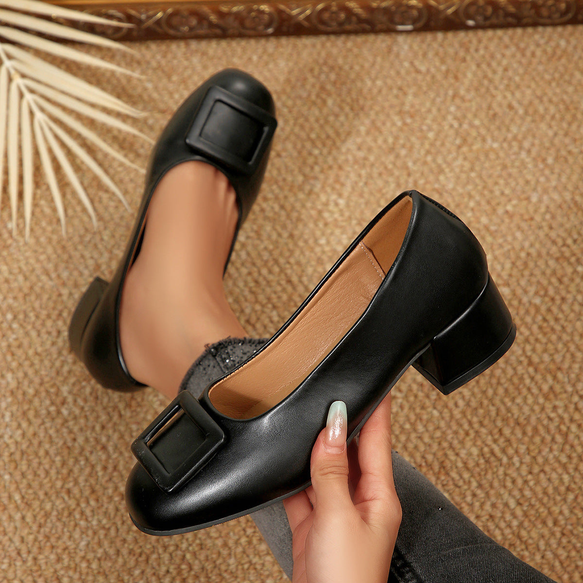Buckle Block Heel Pumps - Lilixa.store