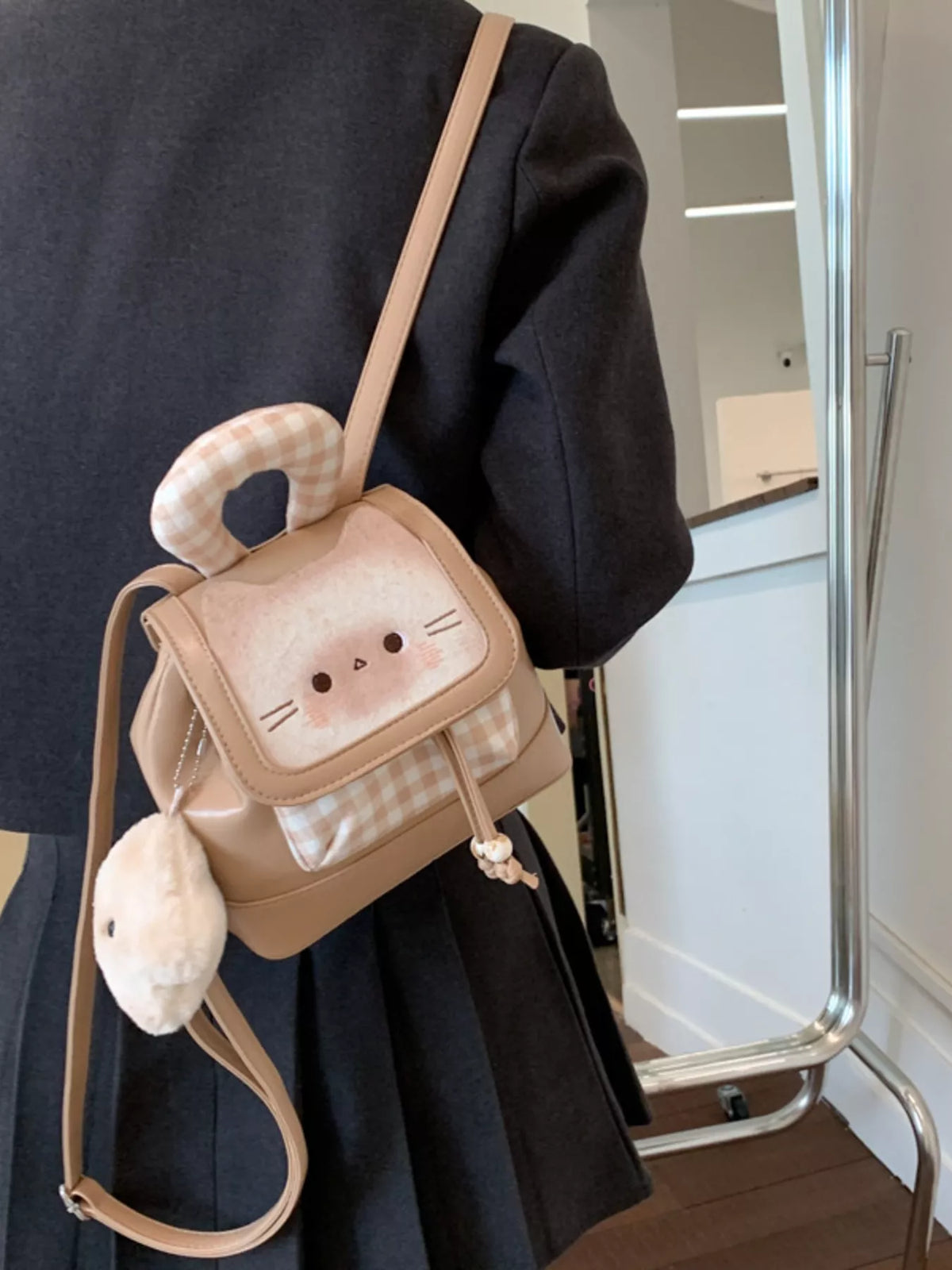 Cat Plaid Backpack Bag - Lilixa.store