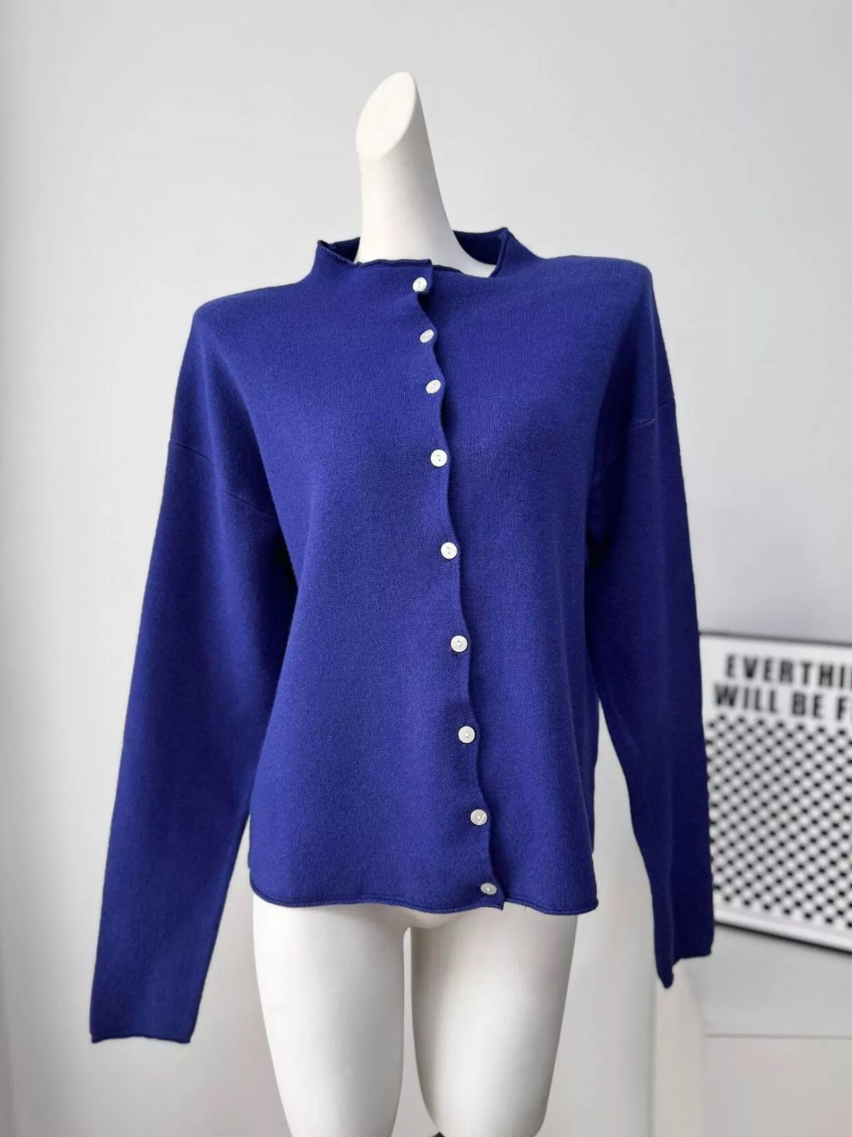 Mock Neck Button-Down Knit Cardigan, view 6