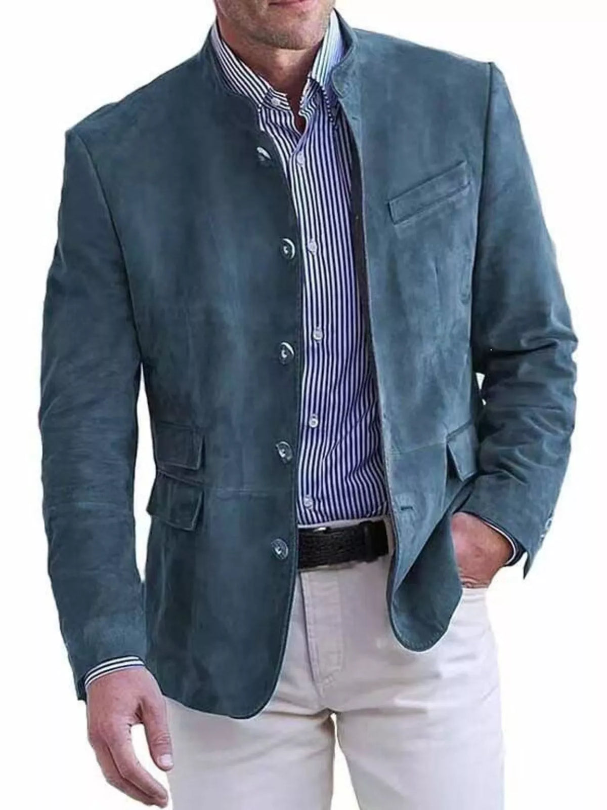 Men's Full Size Button Up Long Sleeve Blazer Plus Size - Lilixa.store