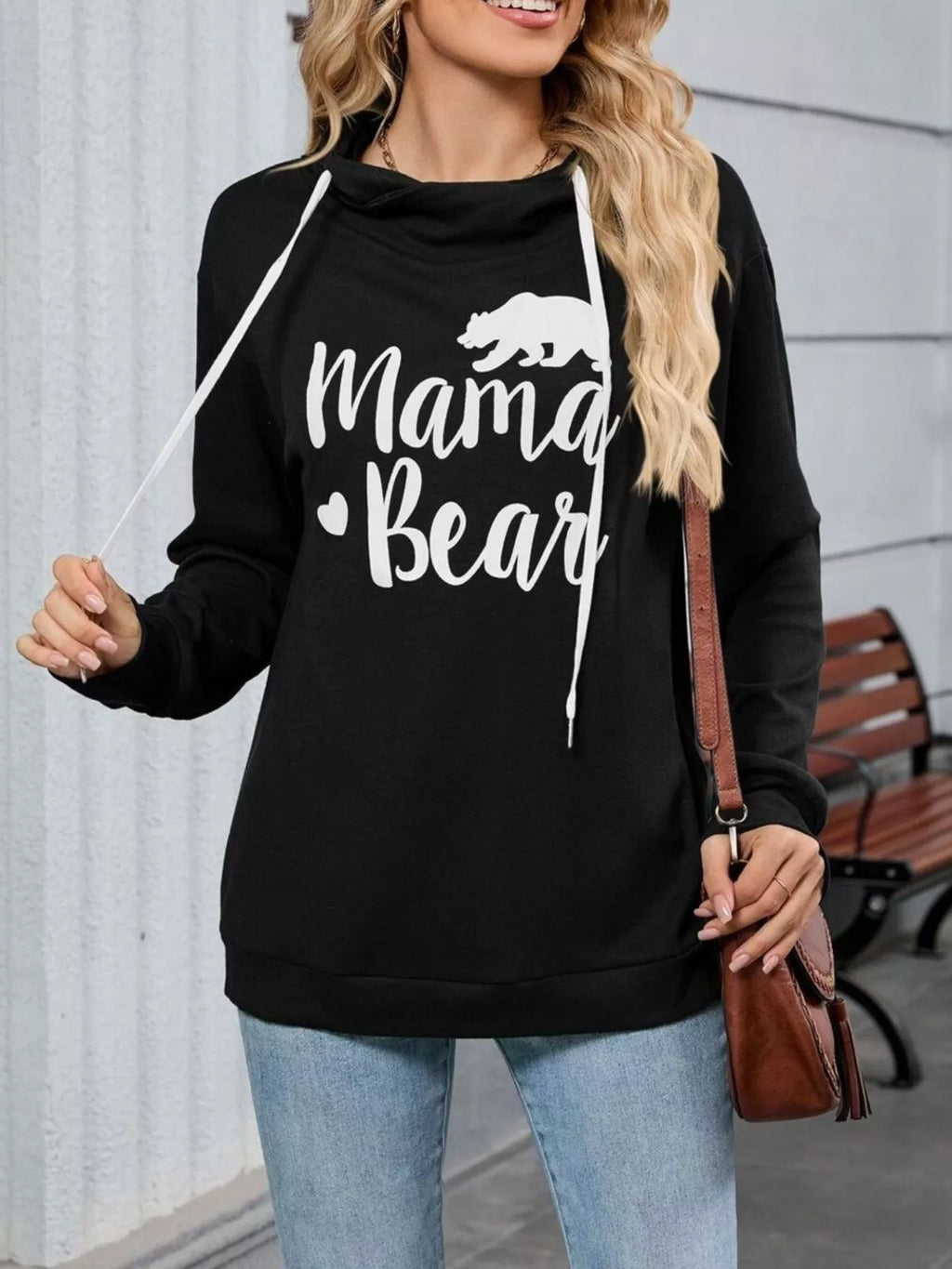 Contrast Letter Graphic Drawstring Long Sleeve Hoodie - Lilixa.store
