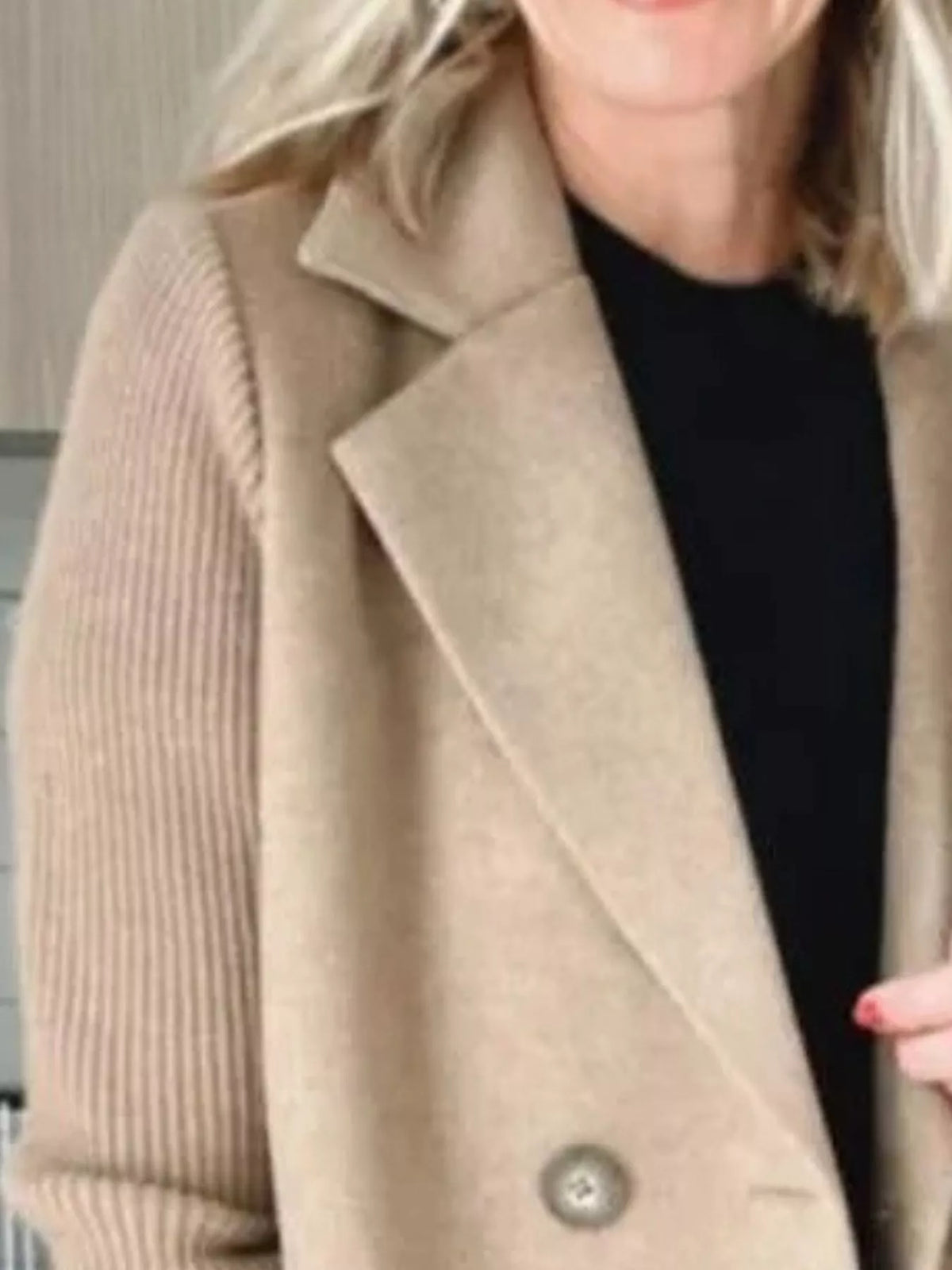 Full Size Knit Sleeve Double-Breasted Outerwear Plus Size, view 13