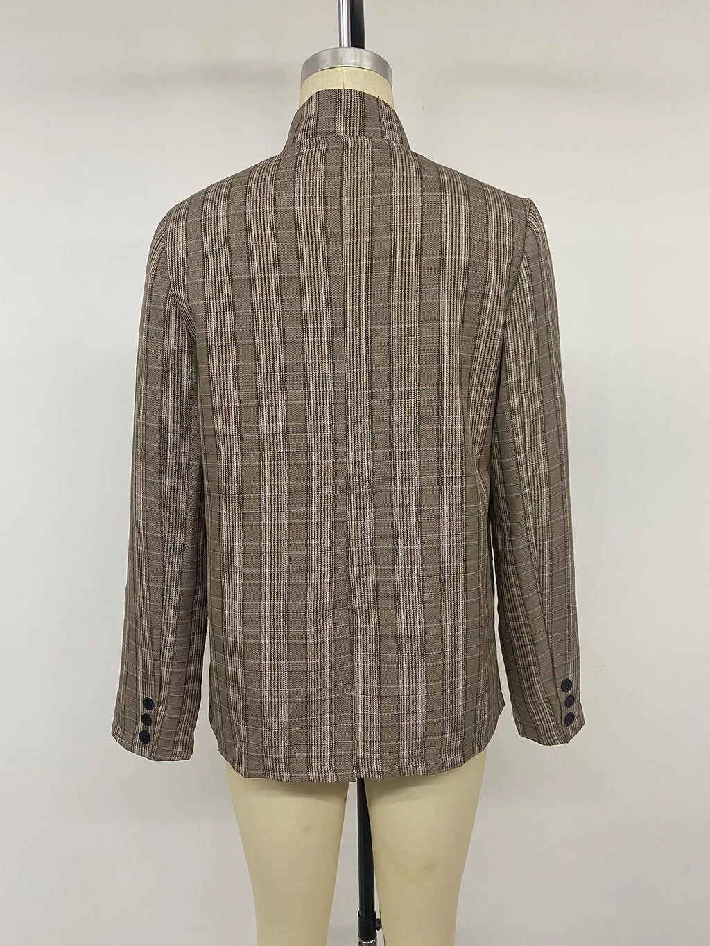 Plaid Single-Button Blazer - Lilixa.store