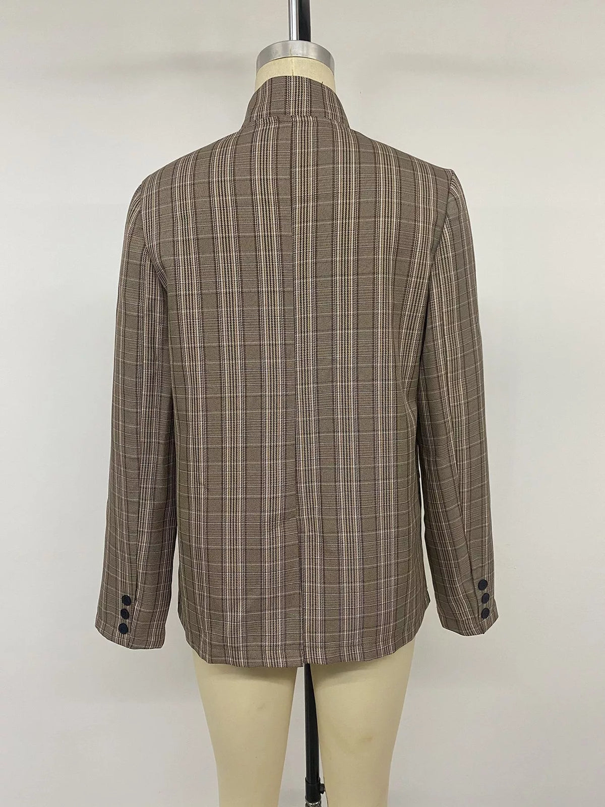 Plaid Single-Button Blazer - Lilixa.store