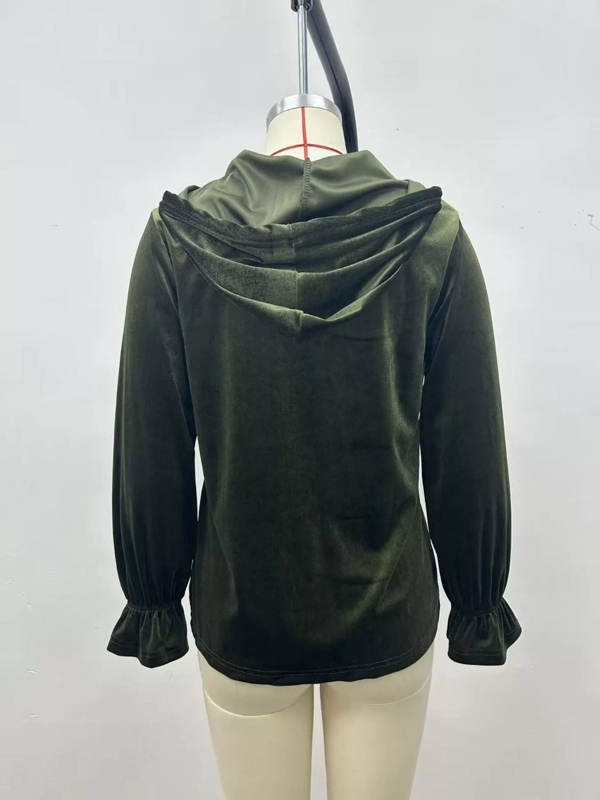 Full Size Velvet Button-Down Hooded Outerwear Plus Size - Lilixa.store