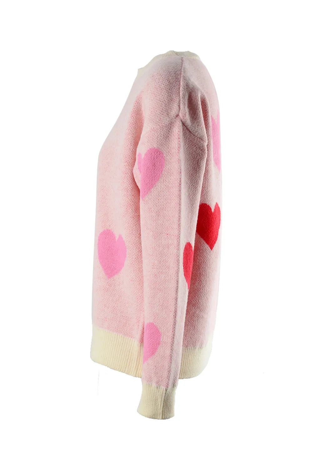 Angel Wings Heart Round Neck Droppped Shoulder Sweater, view 9