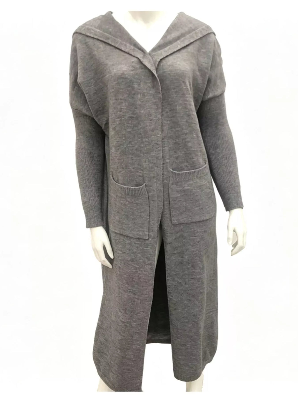 Full Size Letter Back Hooded Cardigan Plus Size