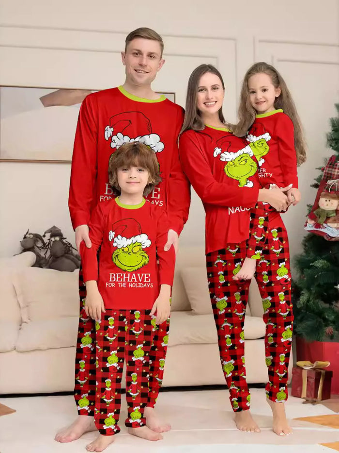 Full Size Grinch Themed Matching Family Christmas Pajama Set Plus Size - Lilixa.store