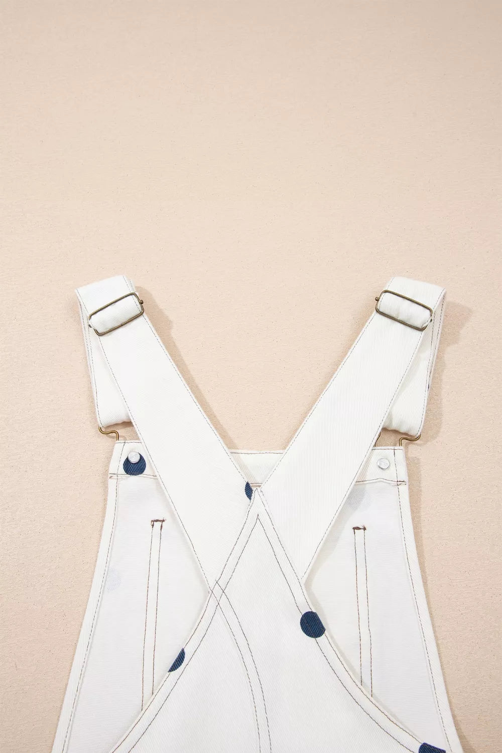 Polka Dot Print Bib Pocket Denim Barrel Overalls Jumpsuit