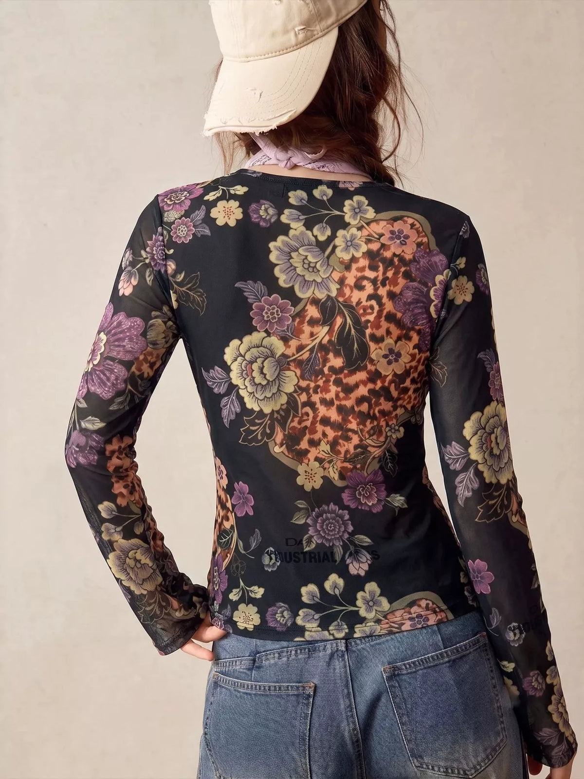 Printed Flare Sleeve Button Down Top