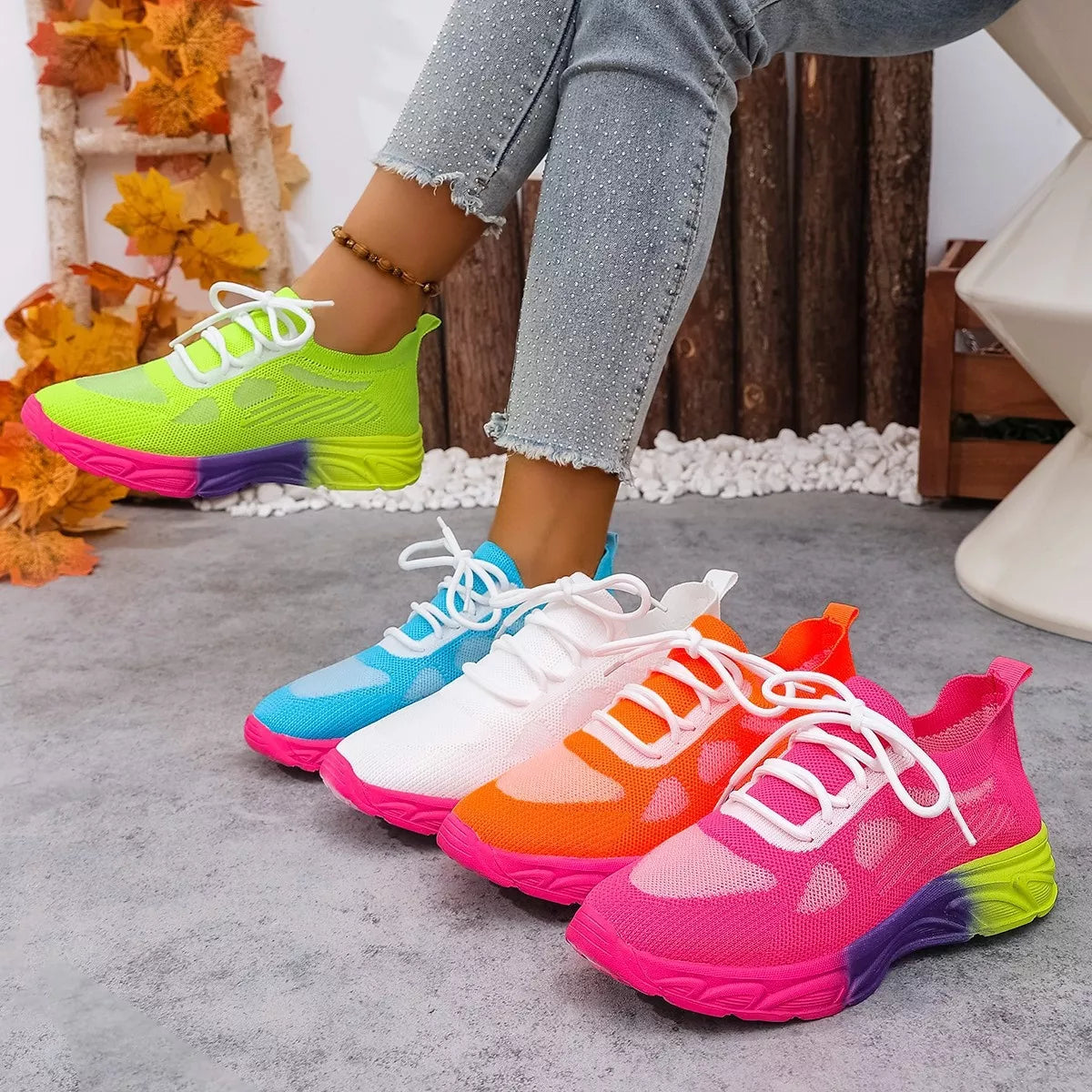 Lace Up Round Toe Sneakers - Lilixa.store