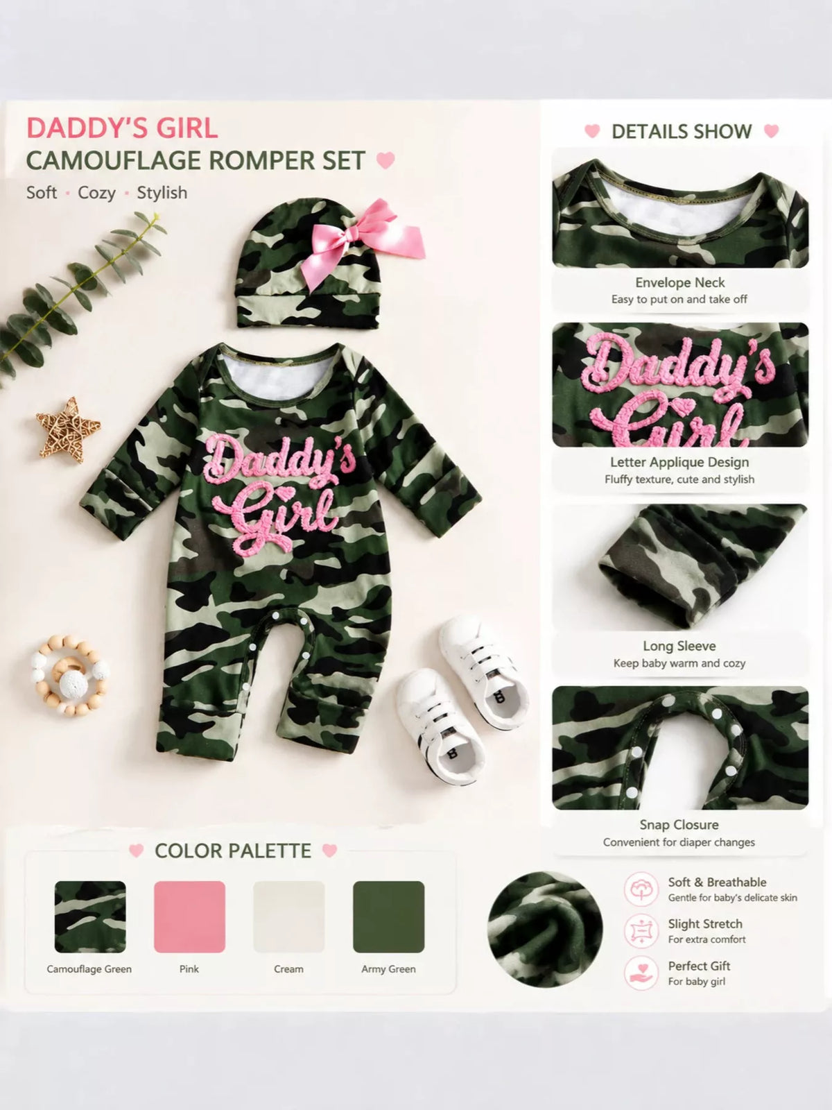 Children's Camo Jumpsuit and Hat Set - Lilixa.store