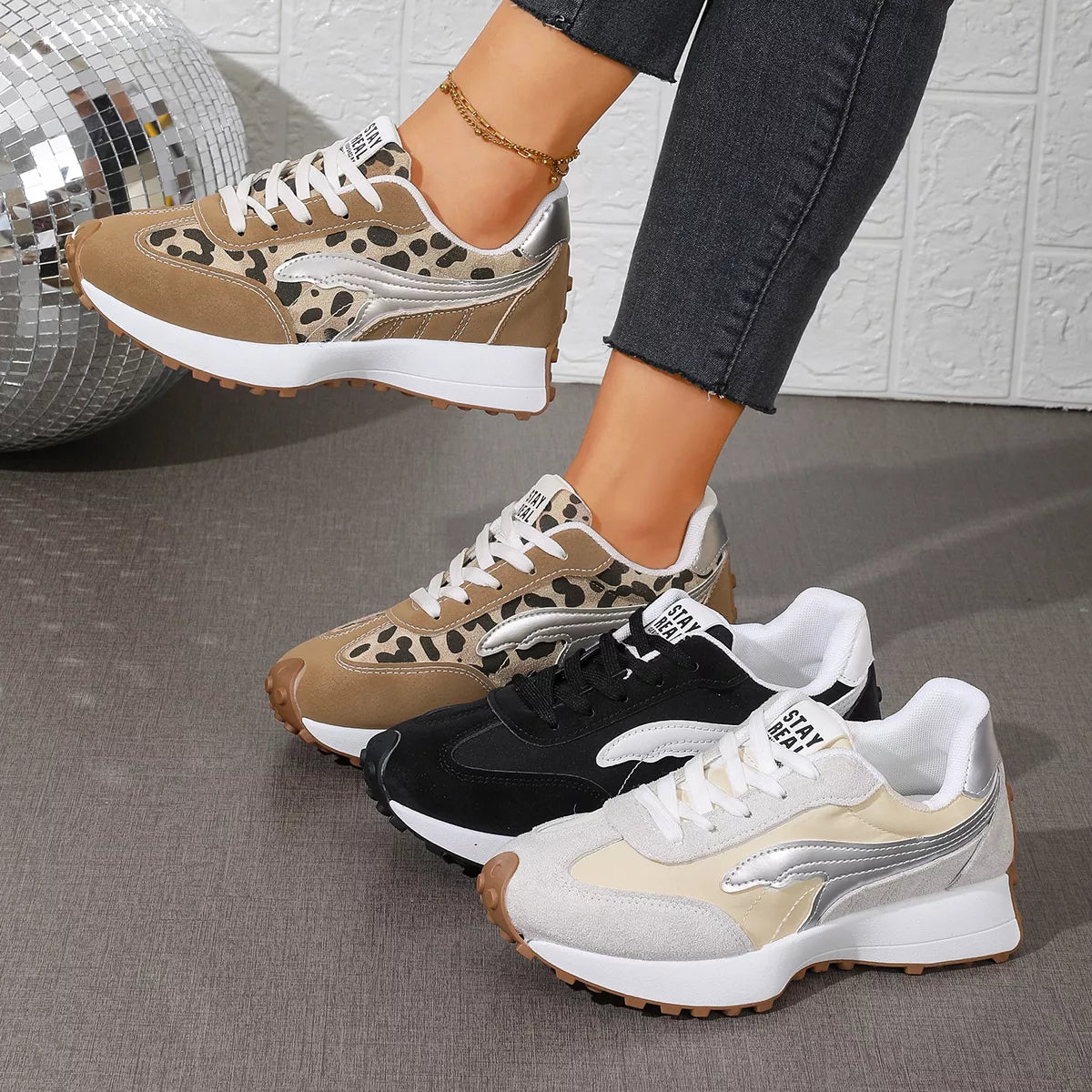 Round Toe Lace Up Sneakers