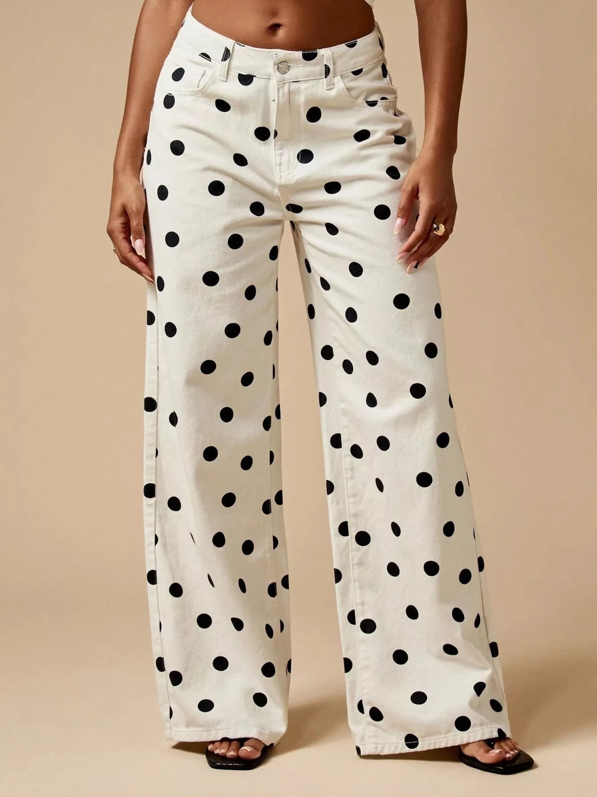 Polka Dot Wide-Leg Jeans - Lilixa.store