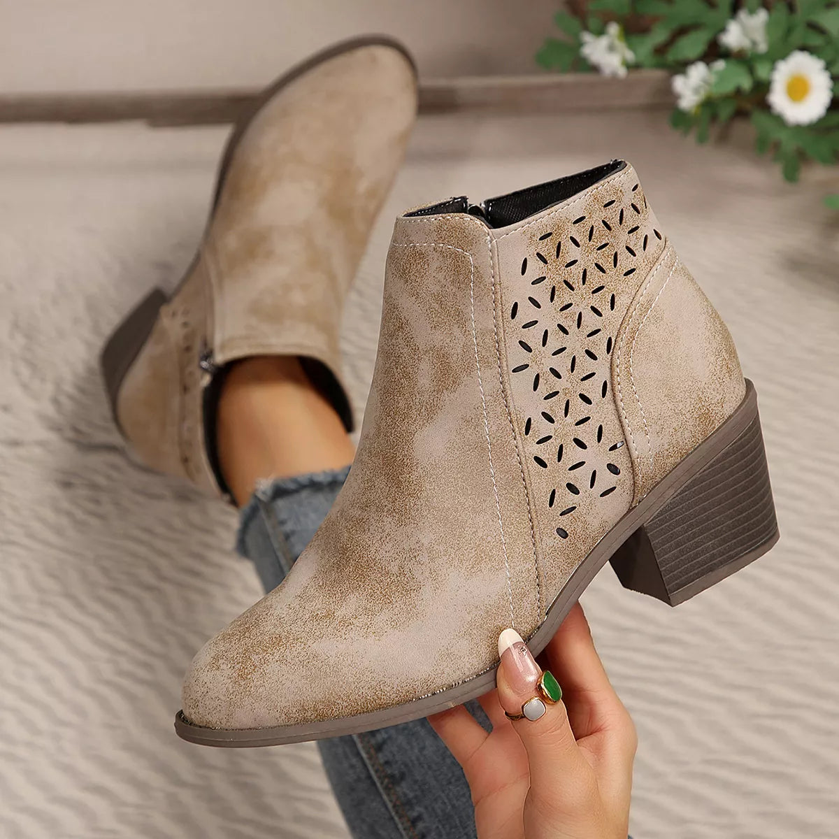 Point Toe Block Heels Boots - Lilixa.store