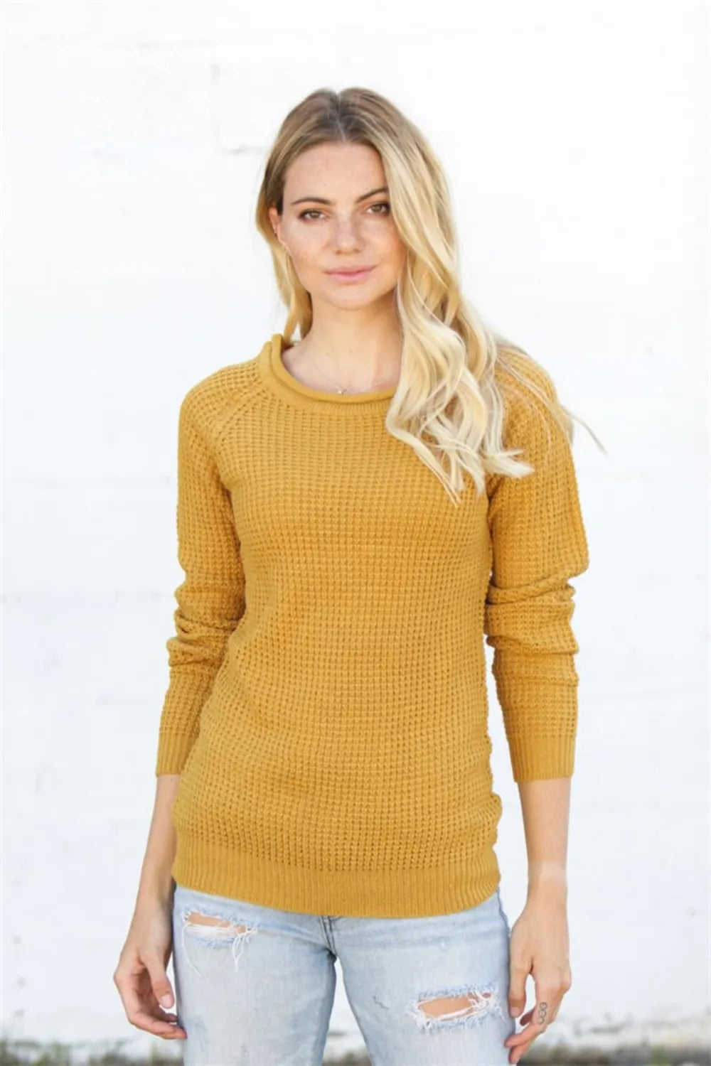 Round Neck Raglan Sleeve Sweater - Lilixa.store