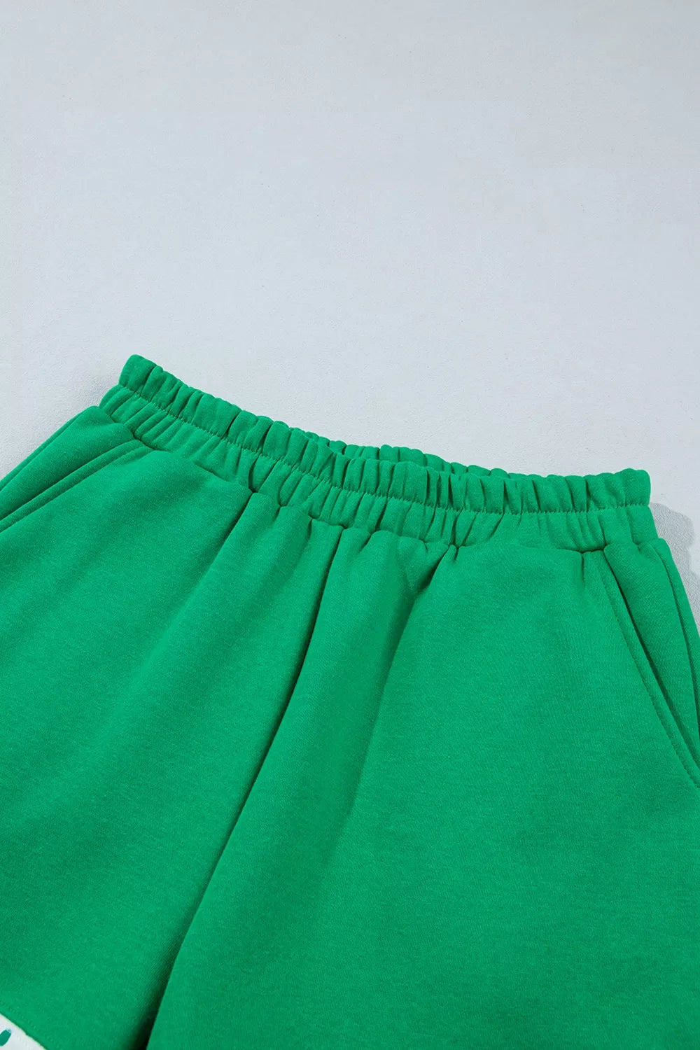 Polka Dot Trim Long Sleeve Sweatshirt and Shorts Set in Green, view 14