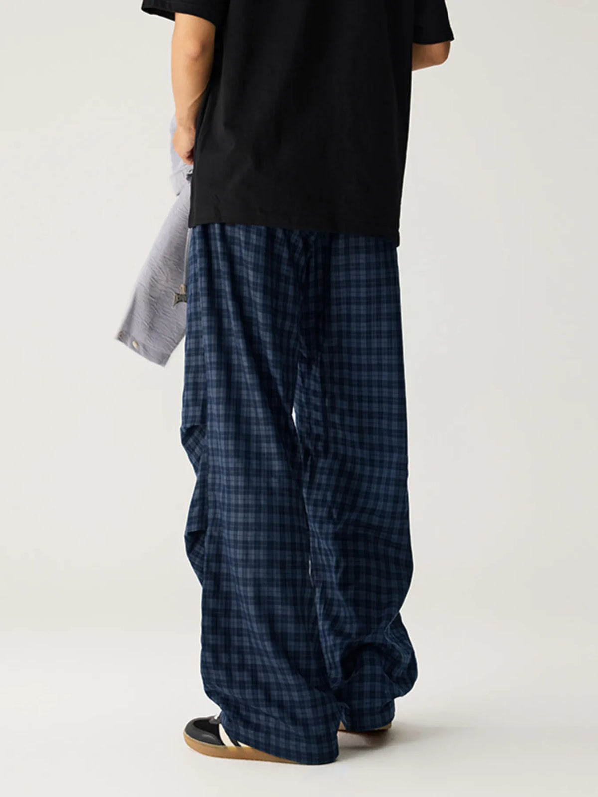 Men's Plaid Wide-Leg Pants